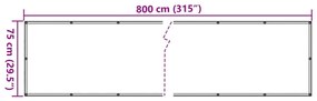 Tela de privacidade para varanda 800x75 cm PVC antracite