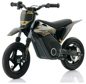 Mini moto elétrica para crianças Minicross electrica RFN Warrior SX-E250 Supermotard 250W 12/12" Até 25Km/hora cm limitador Preto/Dourado