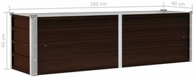 Canteiro elevado de jardim aço galvanizado 160x40x45cm castanho