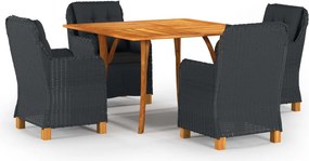 vidaXL 5 pcs conjunto de jantar para jardim cinzento-escuro
