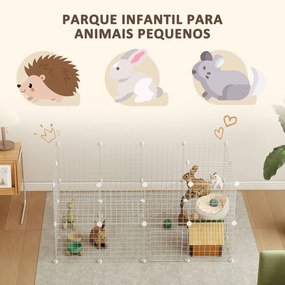 Recinto de Metal para Pequenos Animais de Estimação (ACESSORIOS NÃO INCLUIDOS) com 36 Painéis Desmontável DIY 146x73x73 cm Branco