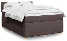 vidaXL Cama com molas/colchão 160x200 cm tecido castanho-escuro