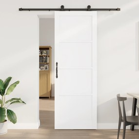 vidaXL Porta de Correr com Conjunto de Hardware Branca 83x232 cm Madeira Sólida Pinho