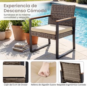 Conjunto de Mesa e 2 Cadeiras de Jardim, 40 x 40 x 40 cm, Design Ergonómico, Bege / Castanho / Preto