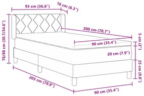 Cama Box vidaXL com Colchão Preto 90x200 cm em Tecido