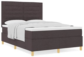 Cama Box Spring com Colchão Castanho Escuro 140x190 cm Tecido