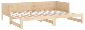 Sofá-cama de puxar pinho maciço 2x(90x190) cm