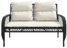 4 pcs conjunto de sofás para jardim c/ almofadões vime PE preto