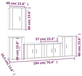 Conjunto móveis de TV 5 pcs madeira processada carvalho sonoma