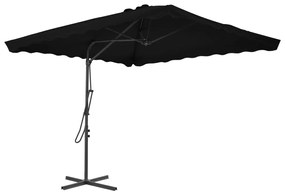 Guarda-sol de jardim com poste de aço 250x250x230 cm preto