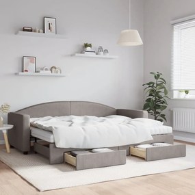 vidaXL Sofá-cama c/ gavetão/gavetas 80x200 cm tecido cinza-acastanhado