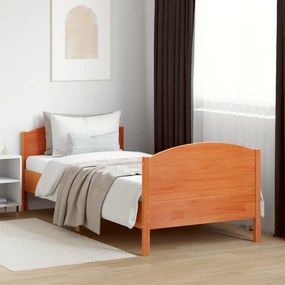 Cama sem colchão 100x200 cm pinho maciço castanho-mel