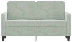 Sofá de 2 lugares 120 cm veludo cinzento-claro