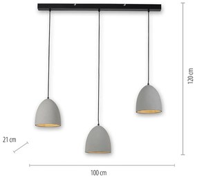 Moderne hanglamp zwart met grijs beton 3-lichts - Eton Moderno