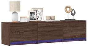 vidaXL Móvel de TV com luzes LED derivados madeira carvalho castanho