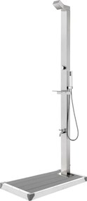 vidaXL Chuveiro de jardim c/ base cinzenta 225 cm aço inoxidável
