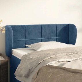 Cabeceira de cama c/ abas veludo 93x23x78/88 cm azul-escuro