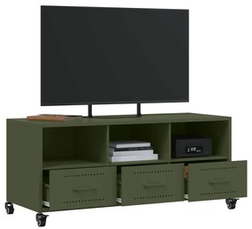 Móvel de TV 100,5x39x43,5 cm aço verde-azeitona