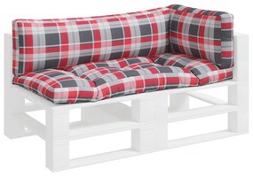 Almofadões para móveis de paletes 3 pcs tecido xadrez vermelho