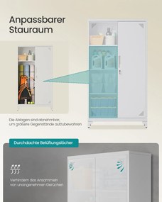 Armário arrumação multifuncional com 2 portas e 5 compartimentos, 80 x 40 x 165 cm, cinzento mate