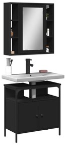 vidaXL 2 pcs conjunto móveis casa de banho derivados de madeira preto