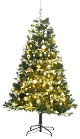 vidaXL Árvore Natal artificial articulada c/ 300 luzes LED+bolas 180cm