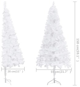 Árvore de Natal artificial de canto 150 cm PVC branco