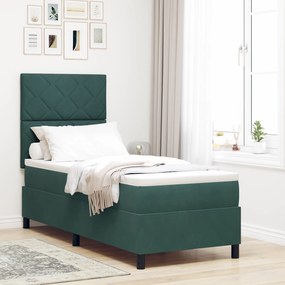 Cama Box com Colchão vidaXL Verde Escuro 80x200 cm Veludo