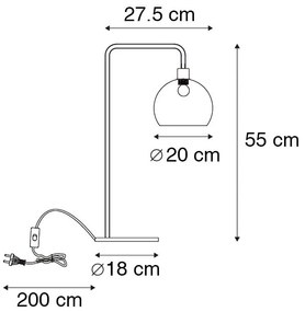 Candeeiro de mesa moderno em latão com cúpula fumê - Maly Art Deco,Moderno