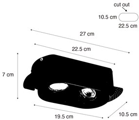 Foco embutido arredondado preto GU10 50mm 2-luzes - Hubs Moderno