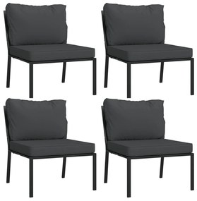 9 pcs conjunto lounge de jardim aço c/ almofadões cinzentos