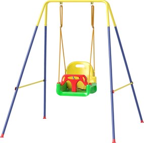 Estrutura de Baloiço Infantil 3-em-1, 128 x 155 x 157 cm, Assento Ajustável, Multicolor