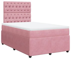 Cama boxspring com colchão 120x190 cm veludo rosa