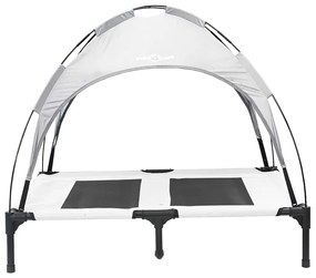 Cama Elevada para Cães com Teto Removível Prateada L Aço
