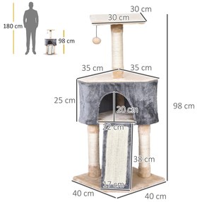 PawHut Árvore para gatos com caverna Brinquedo de suspensão Rampa de a