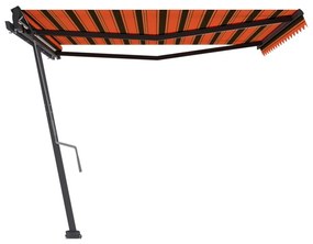 Toldo retrátil manual independente 450x350cm laranja e castanho