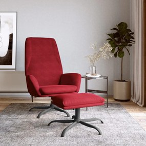vidaXL Cadeira de descanso com banco veludo vermelho tinto