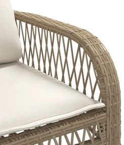 4 pcs conjunto de sofás para jardim c/ almofadões vime PE bege