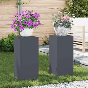 vidaXL Suportes de Plantas para Exteriores Pilar 2 pcs Antracite 24x24x55 cm Aço