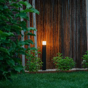 Candeeiro de pé para exterior preto com cúpula branca opala 70 cm - Denmark