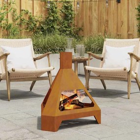 vidaXL Fogo com Chaminé 50x43x52 cm Aço Envelhecido