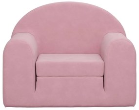 Sofá-cama infantil de pelúcia rosa