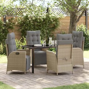 vidaXL Conjunto de Jantar de Jardim de 5 Peças em Rattan Bege