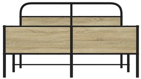 Estrutura de cama sem colchão 150x200cm metal carvalho sonoma