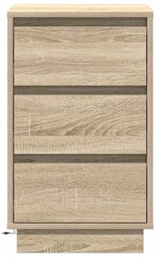 Gabinete de cabeceira com LED Carvalho Sonoma 39x34,5x65 cm Madeira En