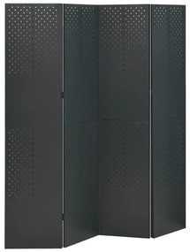vidaXL Divisória de quarto com 4 painéis aço 160x180 cm antracite