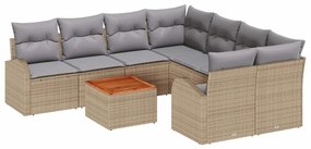 Conjunto de Sofás de Jardim com 9 Peças e Almofadas em Rattan Sintétic
