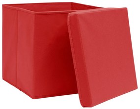 Caixas de arrumação com tampas 10 pcs 28x28x28 cm vermelho