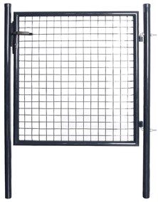 vidaXL Portão de jardim em tela de aço galvanizado 100x100 cm cinza
