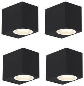 Conjunto de 4 Apliques de Parede Modernos Pretos IP44 - Baleno Moderno